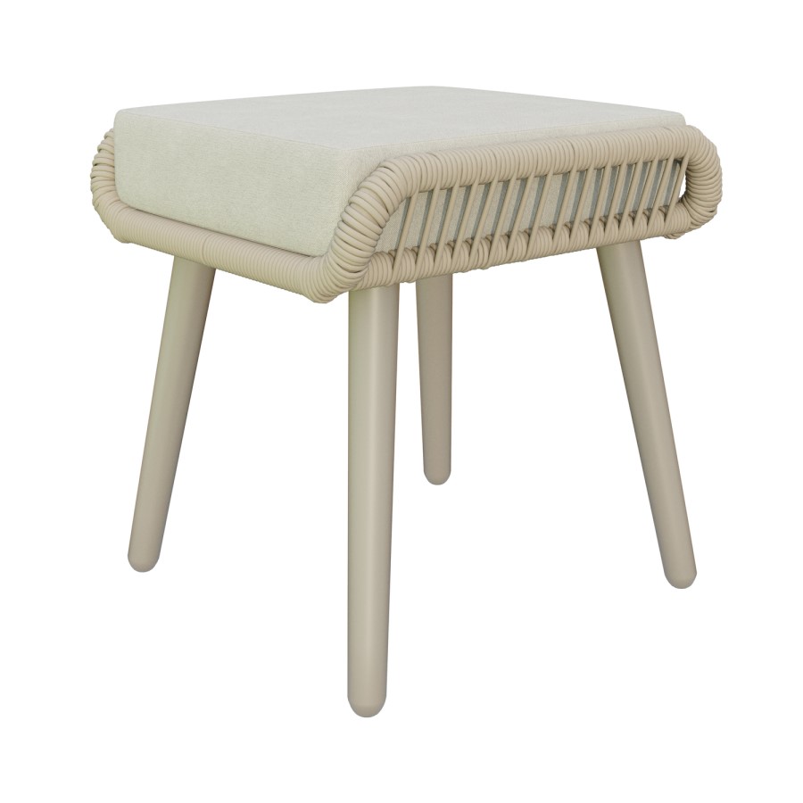 7 Seater Beige Rope Effect Garden Corner Sofa & Dining Table Set with Matching Parasol
