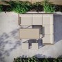 7 Seater Beige Garden Corner Sofa Set with Cushioned Stools & Matching Table