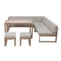 7 Seater Beige Garden Corner Sofa Set with Cushioned Stools & Matching Table