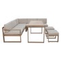 7 Seater Beige Garden Corner Sofa Set with Cushioned Stools & Matching Table