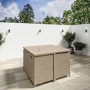8 Seater Beige Rattan Cube Garden Dining Set with Matching Parasol