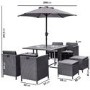 8 Seater Grey Rattan Cube Garden Dining Set with Matching Parasol