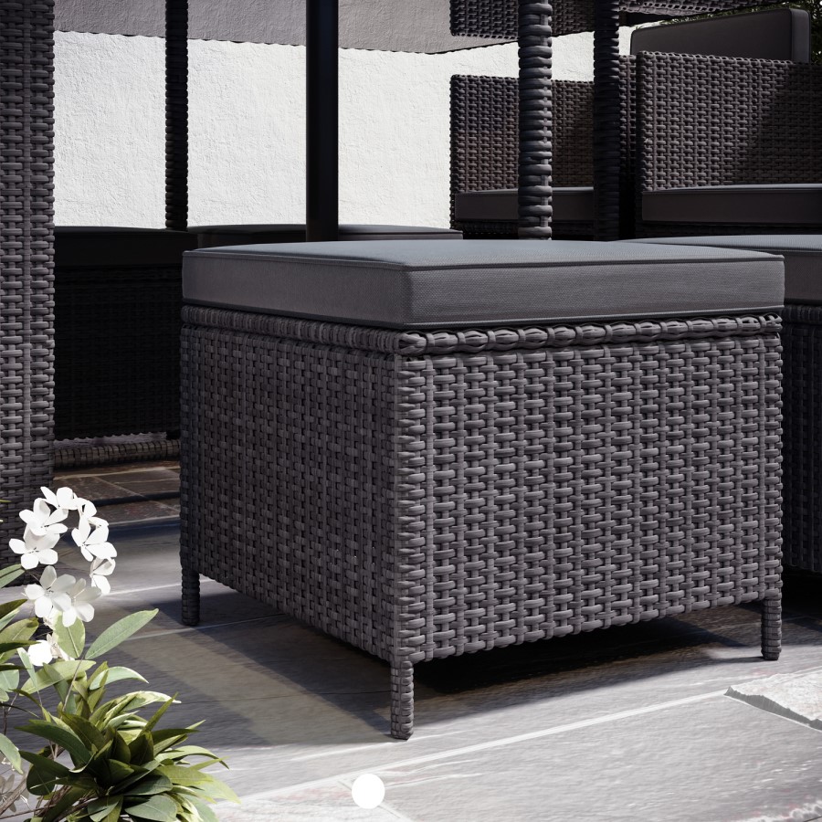 8 Seater Grey Rattan Cube Garden Dining Set with Matching Parasol