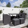 8 Seater Grey Rattan Cube Garden Dining Set with Matching Parasol