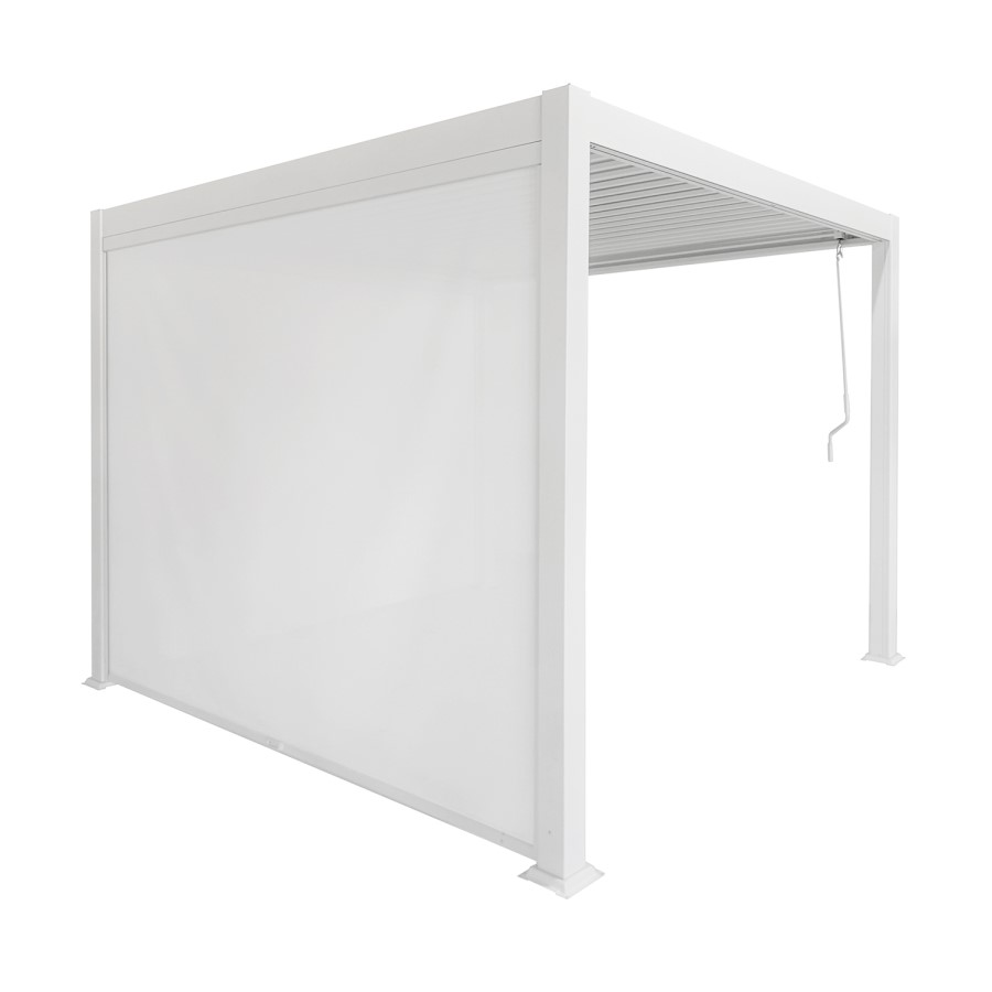 3 x 3m Heavy Duty Aluminium White Louvred Pergola & 2 Textilene Side Panels
