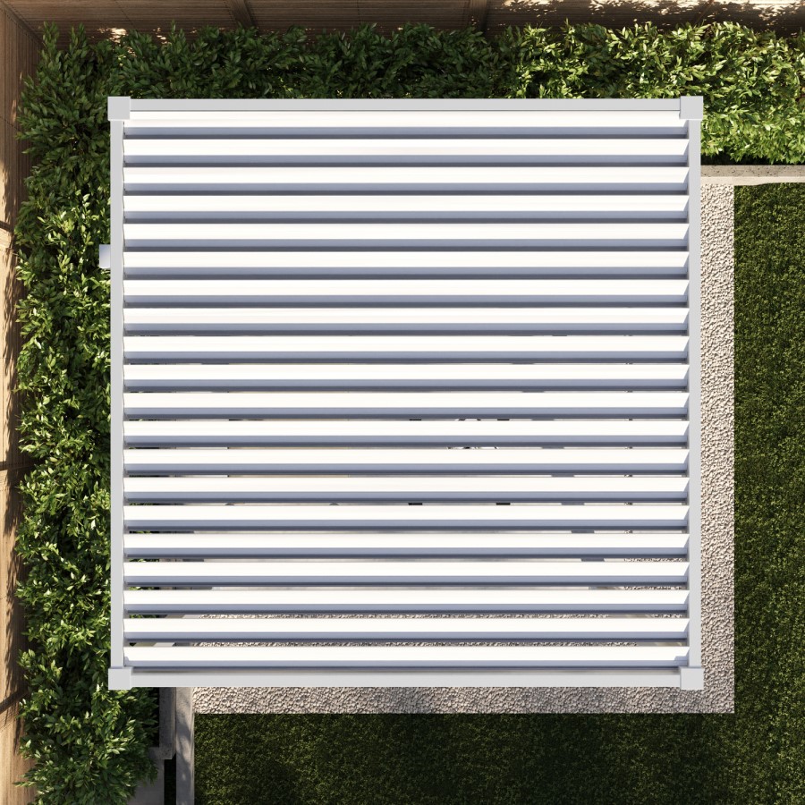 3 x 3m Heavy Duty Aluminium White Louvred Pergola & 2 Textilene Side Panels