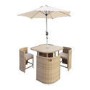 4 Seater Beige Rattan Cube Garden Dining Set with Matching Parasol
