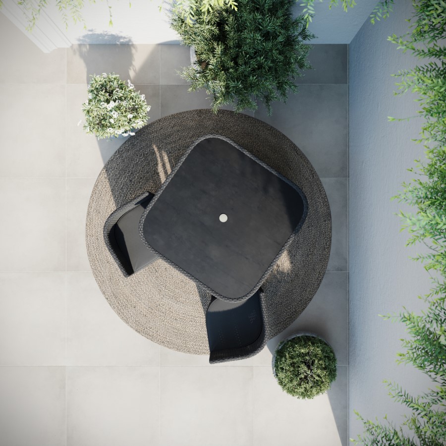 4 Seater Grey Rattan Cube Garden Dining Set with Matching Parasol