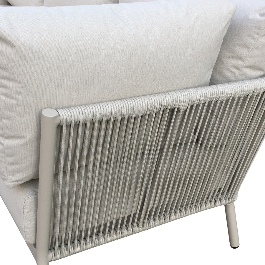 5 Seater Beige Rope Garden Corner Sofa Set with Nesting Tables