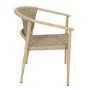 6 Seater Wood Effect Garden Dining Set with Rattan Chairs