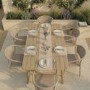 6 Seater Wood Effect Garden Dining Set with Rattan Chairs