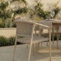 6 Seater Wood Effect Garden Dining Set with Rattan Chairs