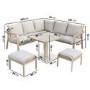 7 Seater Beige Aluminium Corner Garden Dining Set with Height Adjustable Table
