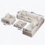 6 Seater Beige Fluted Garden Corner Sofa & Armchair Set with Coffee Table
