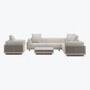6 Seater Beige Fluted Garden Corner Sofa & Armchair Set with Coffee Table