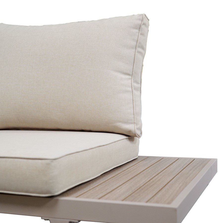 5 Seater Beige Aluminium Garden Corner Sofa Set with Matching Coffee Table