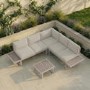 5 Seater Beige Aluminium Garden Corner Sofa Set with Matching Coffee Table