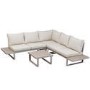 5 Seater Beige Aluminium Garden Corner Sofa Set with Matching Coffee Table