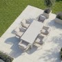 6 Seater Beige Aluminium Extendable Garden Dining Set with Rope Chairs