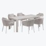6 Seater Beige Aluminium Extendable Garden Dining Set with Rope Chairs