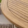 4 Seater Real Teak Round Garden Dining Set with Beige Rope Chairs