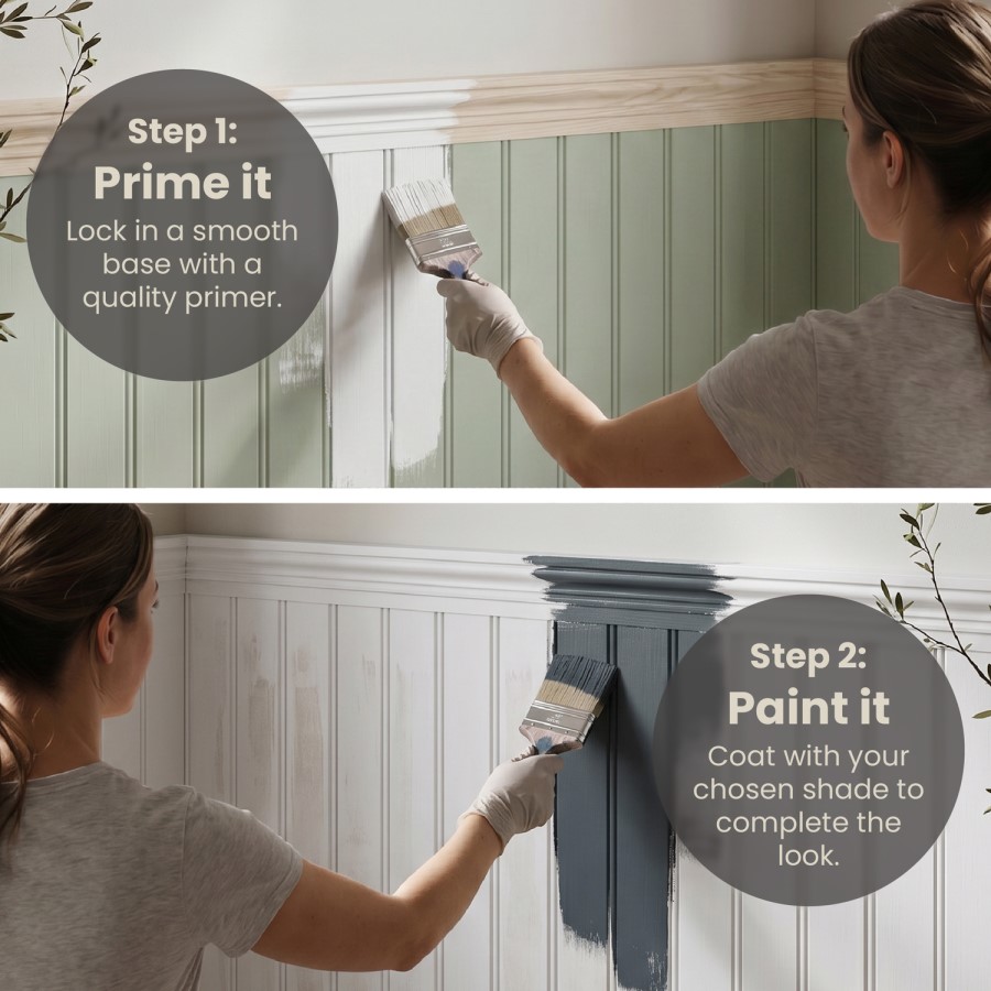 Paintable Tongue & Groove Wall Panel - 80cm x 60cm - Delamere