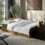 3 Seater Pull-Out Sofa Bed with Storage in Caramel Brown Chenille - Gaia