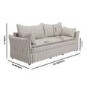 3 Seater Pull-Out Sofa Bed with Storage in Beige Striped Chenille - Gaia
