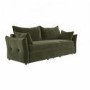 3 Seater Pull-Out Sofa Bed with Storage in Khaki Green Velvet - Gaia