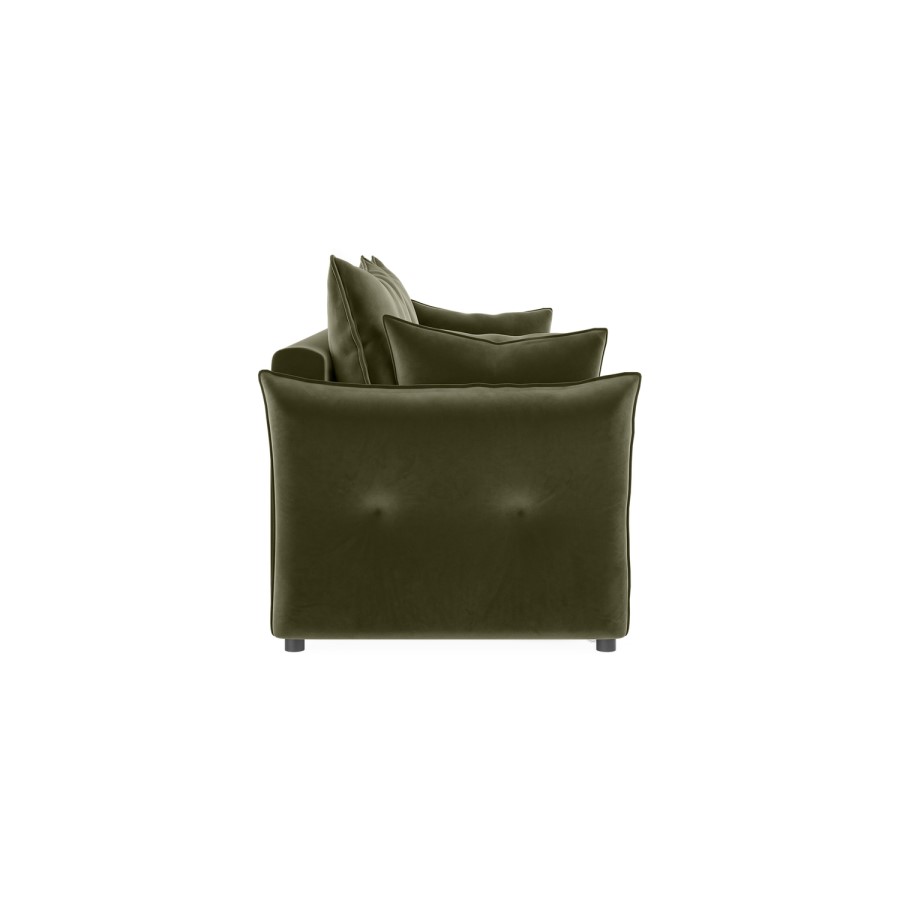 3 Seater Pull-Out Sofa Bed with Storage in Khaki Green Velvet - Gaia