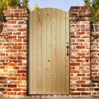 Wooden Pine Ledged &amp; Braced Arched Top Garden Gate - Unfinished 1981 x 915 x 44 mm - XL Joinery