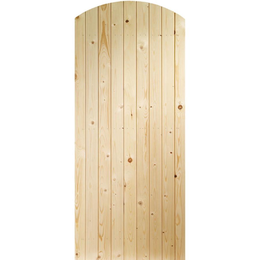 Wooden Pine Ledged &amp; Braced Arched Top Garden Gate - Unfinished 1981 x 915 x 44 mm - XL Joinery