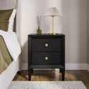 GGG002 Black Wood 2-Drawer Bedside Table - Georgie