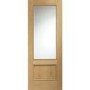Internal Oak Half-Glazed Door with Clear Bevelled Glass - Unfinished - 1981 x 838 x 35mm - Andria - XL Joinery
