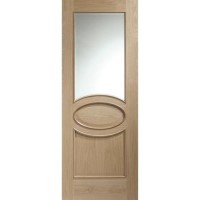 Internal Oak Half-Glazed Door with Clear Bevelled Glass - Unfinished - 1981 x 838 x 35mm - Calabria - XL Joinery