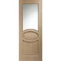 Internal Oak Half-Glazed Door with Clear Bevelled Glass - Unfinished - 1981 x 838 x 35mm - Calabria - XL Joinery