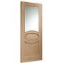 Internal Oak Half-Glazed Door with Clear Bevelled Glass - Unfinished - 1981 x 838 x 35mm - Calabria - XL Joinery