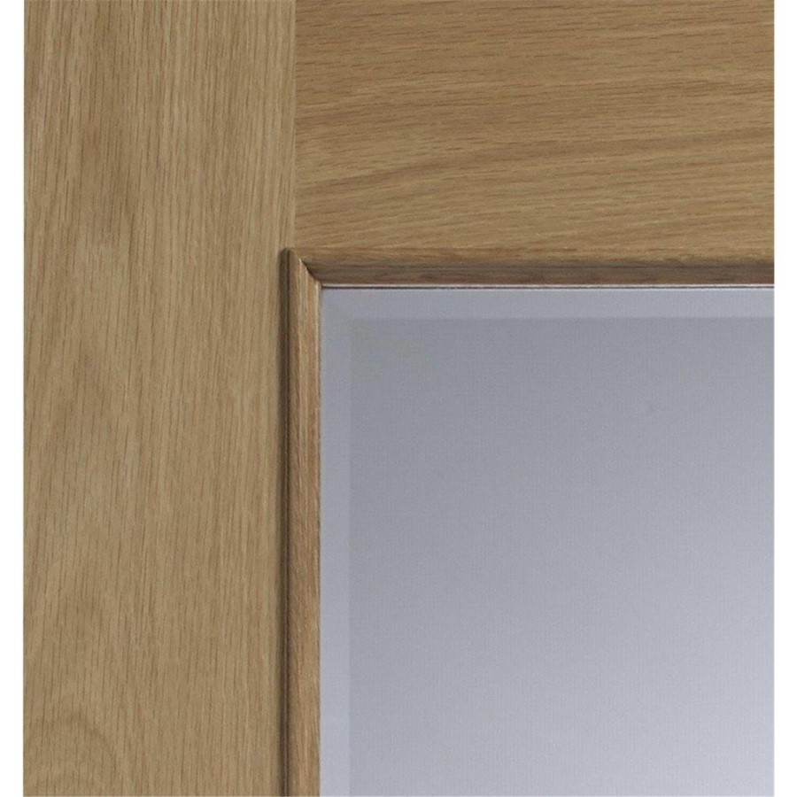 Internal Oak Half-Glazed Door with Clear Bevelled Glass - Unfinished - 1981 x 838 x 35mm - Calabria - XL Joinery