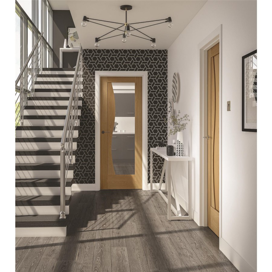 Internal Oak Fully-Glazed Door with Clear Glass - Unfinished - 1981 x 686 x 35mm - Emilia Essential - XL Joinery