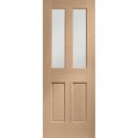 GOMAL27 Internal Oak Glazed Victorian 4-Panel Door with Clear Bevelled Glass - Unfinished - 1981 x 686 x 35mm - Victoria - XL Joinery