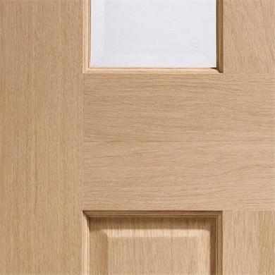 Internal Oak Glazed Victorian 4-Panel Door with Clear Bevelled Glass - Unfinished - 1981 x 686 x 35mm - Victoria - XL Joinery