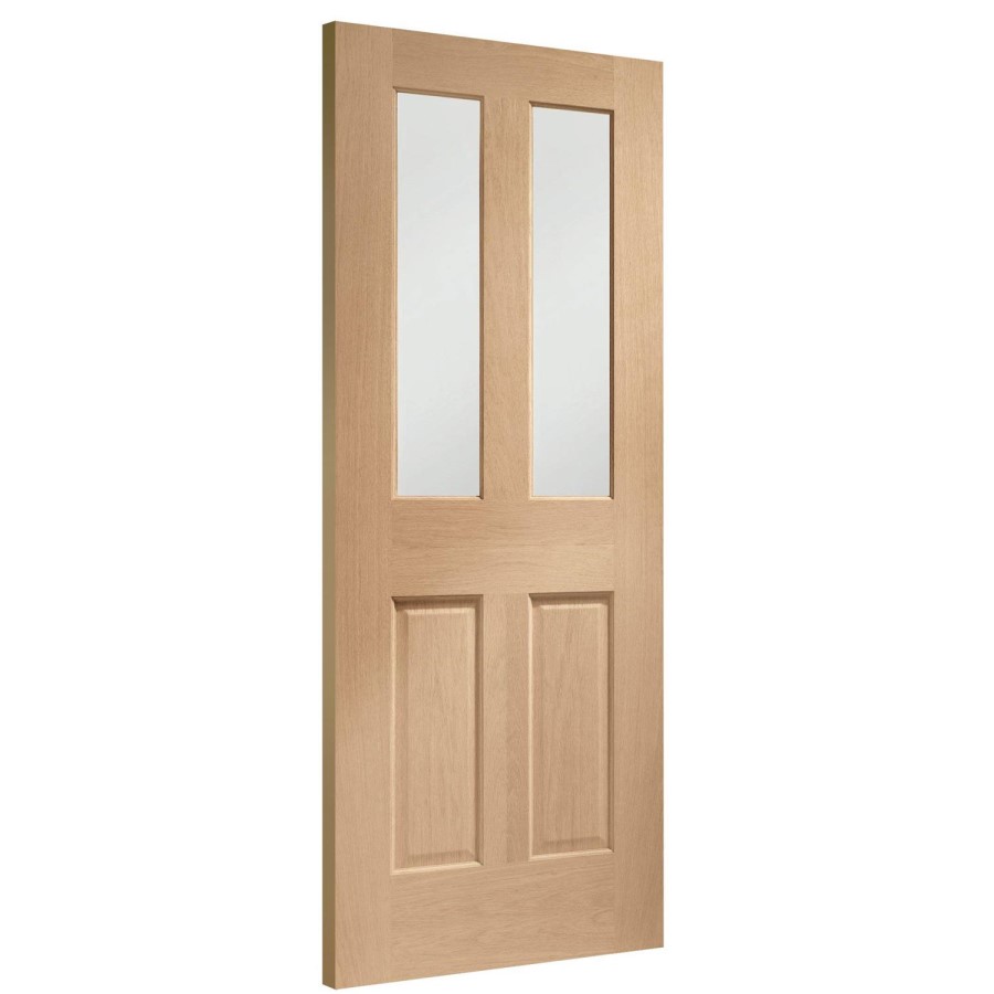 Internal Oak Glazed Victorian 4-Panel Door with Clear Bevelled Glass - Unfinished - 1981 x 762 x 35mm - Victoria - XL Joinery