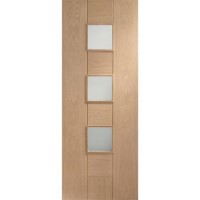 Internal Oak 3-Light Door with Frosted Glass - Unfinished - 2040 x 726 x 40mm - Messina - XL Joinery