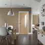 Internal Oak Glazed 1-Light Door with Frosted Glass - Unfinished - 1981 x 686 x 35mm - Monza - XL Joinery