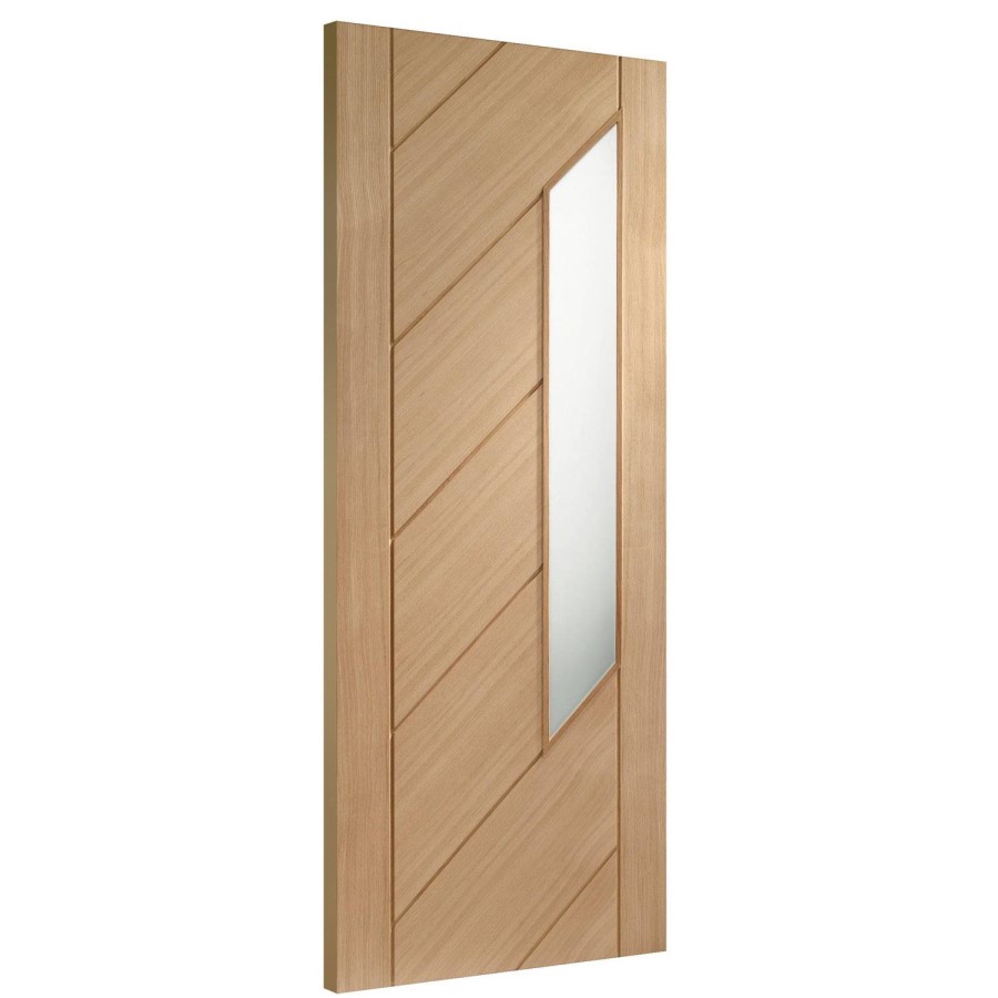 Internal Oak Glazed 1-Light Door with Frosted Glass - Unfinished - 2040 x 926 x 40mm - Monza - XL Joinery