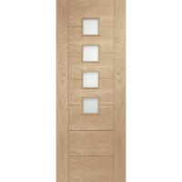 Internal Oak Glazed FD30 Fire Door with Frosted Glass - Unfinished - 1981 x 686 x 44mm - Palermo - XL Joinery