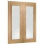 Internal Oak Fully-Glazed Rebated French Doors with Clear Glass - Unfinished - 1981 x 1067 x 40mm - Palermo - XL Joinery