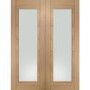 Internal Oak Fully-Glazed Rebated French Doors with Clear Glass - Unfinished - 1981 x 1372 x 40mm - Palermo - XL Joinery