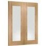 Internal Oak Fully-Glazed Rebated French Doors with Clear Glass - Unfinished - 1981 x 1372 x 40mm - Palermo - XL Joinery