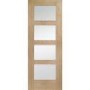 Internal Oak Glazed 4-Panel Shaker FD30 Fire Door with Clear Glass - Unfinished - 1981 x 686 x 44mm - 4 Light - XL Joinery